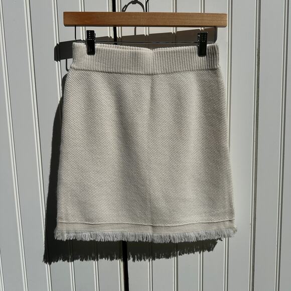 Lisa Yang Adela Skirt 100% Cashmere Cream Size 0 Extra Small XS Mini Fringe Trim - Picture 5 of 14